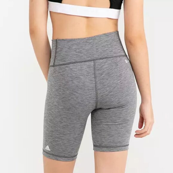Adidas | NWT Optime Training Mid Waist Bike Shorts in Dark Grey Heather Size M - Picture 3 of 12